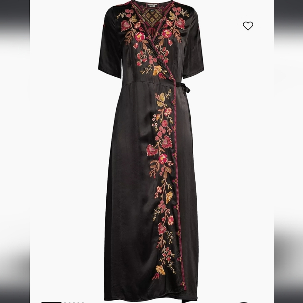 Lilith Embroidered Wrap Midi-Dress